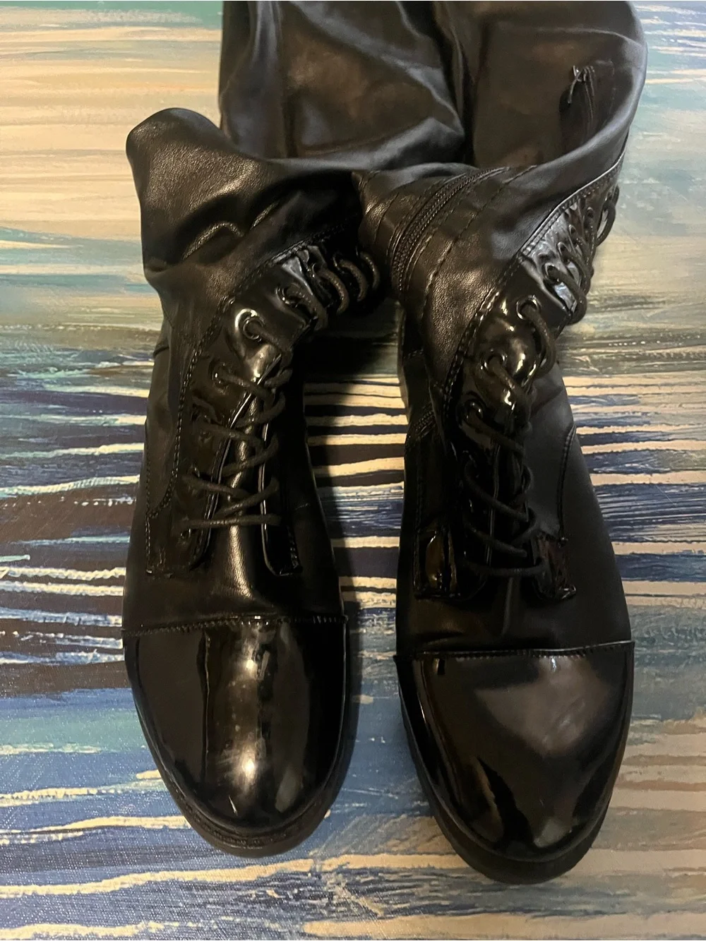 Women's Over-the-Knee Lace-Up Boots in Black